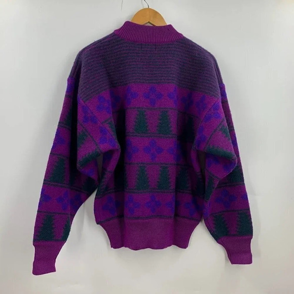 EIR‎ Vintage Vintage Boiled Wool Geometric Crew Neck Long Sleeve Sweater Size M - Picture 2 of 13